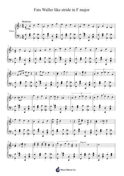 Fats Waller like stride in F major Sheet Music by Tim de Jong-Arr.Vefrank Graseph