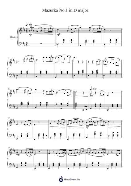 Mazurka No.1 in D major Sheet Music by Mejoy-Arr.Xedred