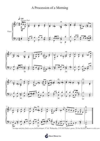 A Procession of a Morning Sheet Music by Toursbur-Arr.Gunsea Holmesbob