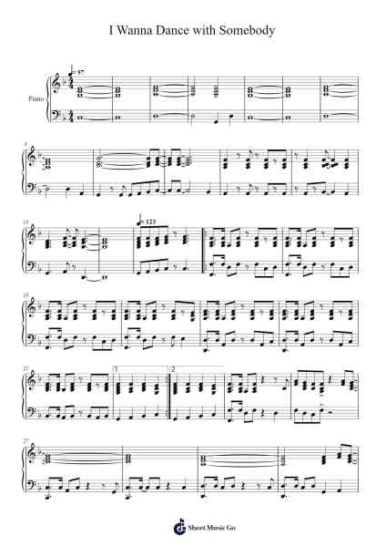 I Wanna Dance with Somebody Sheet Music by Whitney Houston-Arr.Willneil