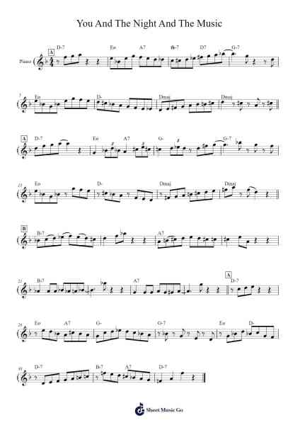You And The Night And The Music Sheet Music by Howard Dietz/Arthur Schwartz-Arr.Boothmore Petwald