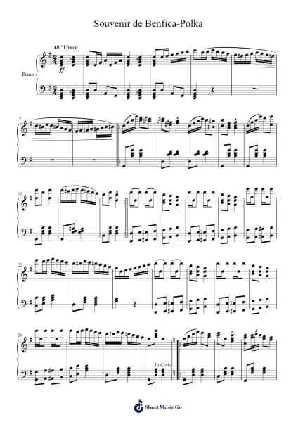 Souvenir de Benfica-Polka Sheet Music by A. Kontski-Arr.Padlia Bebe