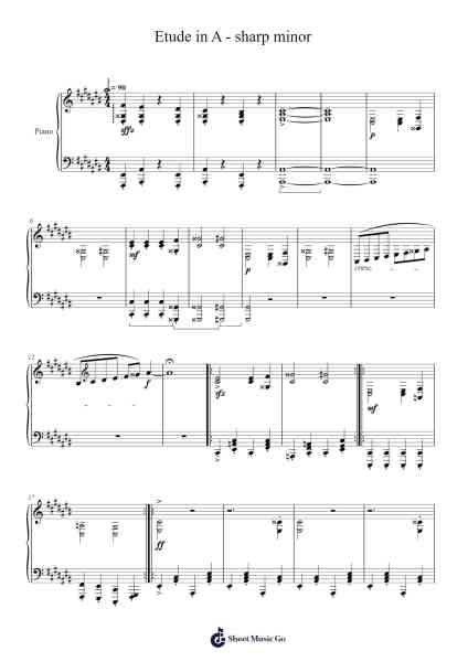 Etude in A-Sharp Minor Sheet Music by Ruben Dimitrashuk-Arr.Efbin Kimsie