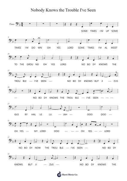 Nobody Knows the Trouble I've Seen Sheet Music by -Arr.Leron