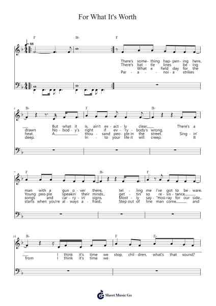 For What It's Worth Sheet Music by Buffalo Springfield-Arr.Hoodlyle Joyyoung