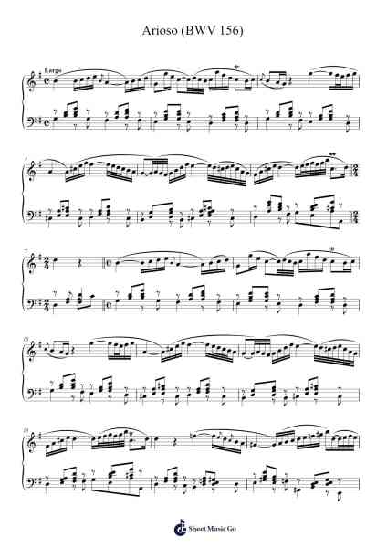 Arioso from Cantata BWV 156 Sheet Music by Johann Sebastian Bach-Arr.Hobryce Cookeniei
