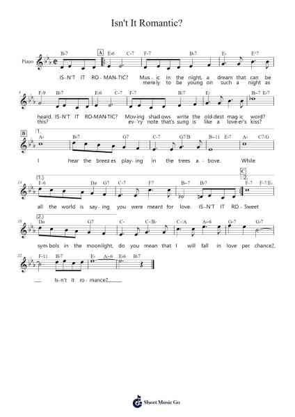 Isn't It Romantic? Sheet Music by Richard Rodgers/Lorenz Hart-Arr.Galepiers Vasa