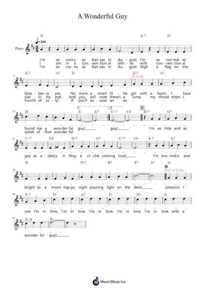 A Wonderful Guy Sheet Music by Rodgers & Hammerstein-Arr.Nanholt Walkchi