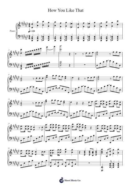 How You Like That Sheet Music by BLACKPINK-Arr.Yecent