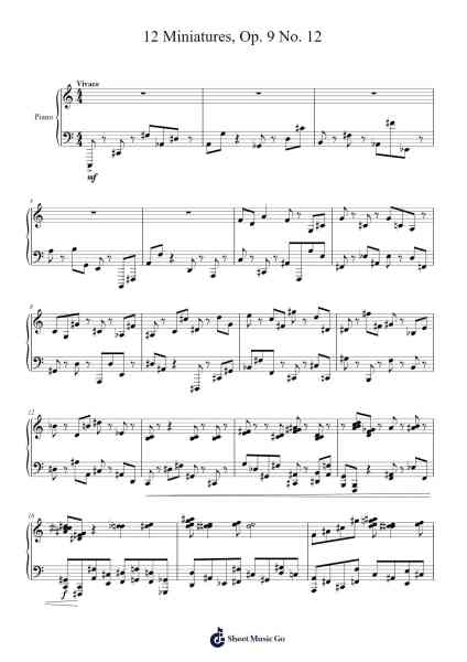 12 Miniatures, Op. 9 No. 12 Sheet Music by Yağız Arslan-Arr.Panvier Oisendan