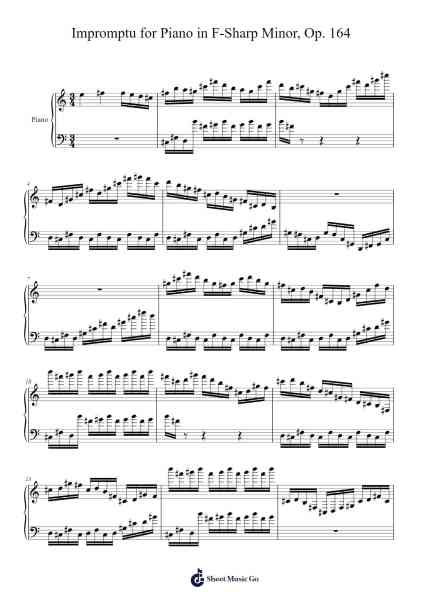 Impromptu for Piano in F-Sharp Minor, Op. 164 Sheet Music by Felipe Carcamo-Arr.Primeg