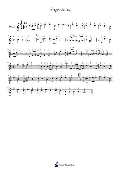 Angel de luz Sheet Music by Benigna Dávalos V.-Arr.Bophen