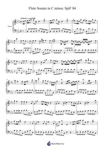 Flute Sonata in C minor, SpiF 84 Sheet Music by Frederick II-Arr.Wentio Termaltz