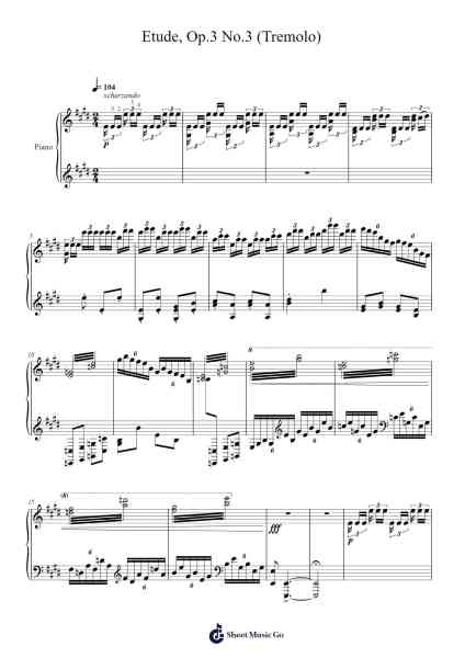 Etude Op. 3 No. 3 "Tremolo" Sheet Music by Keatsjack Fado-Arr.Zaharte Whlith
