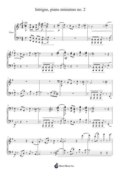 Intrigue, Piano Miniature No. 2 Sheet Music by Jose Hernandez-Arr.Vogtyves