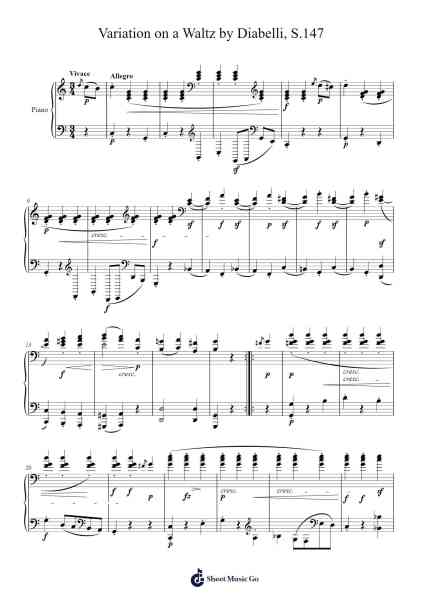 Variation on a Waltz by Diabelli, S.147 Sheet Music by Franz Liszt-Arr.Auslus Yeachard