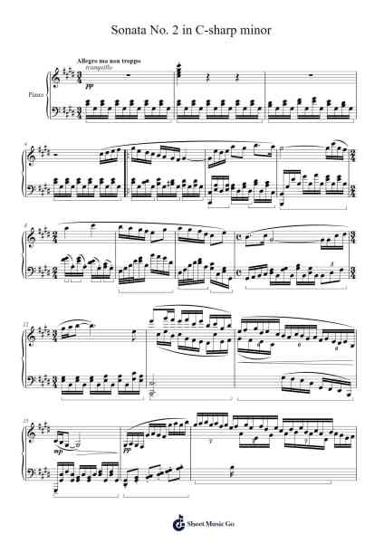 Sonata No. 2 in C-sharp Minor Sheet Music by justinchun577-Arr.Davepeare