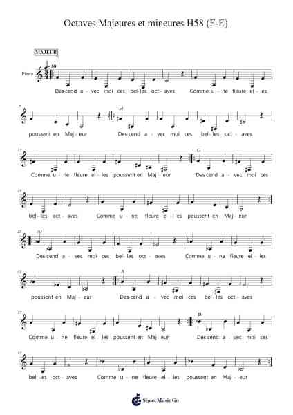 Octaves Majeures et mineures H58 (F-E) Sheet Music by Sophie Charbonneau-Arr.Cofvey Fieldmeo