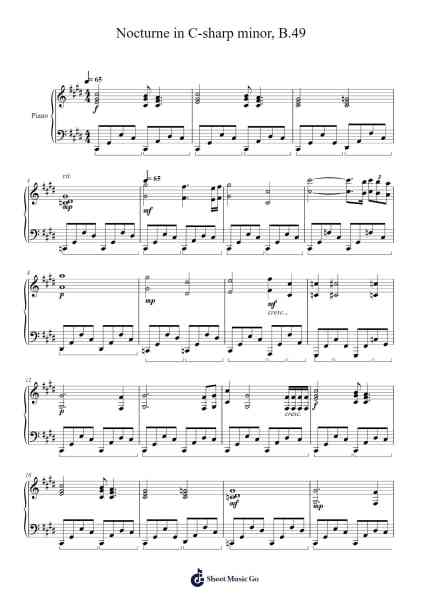 Nocturne in C-sharp minor, B.49 Sheet Music by Frédéric Chopin-Arr.Vabuck Clevevien