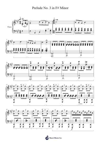 Prelude No. 3 in F# Minor Sheet Music by Alejandro A. Moreno-Arr.Natpold Vinvin
