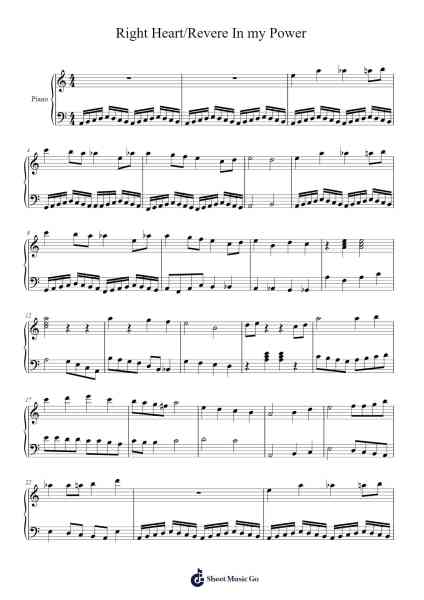 Right Heart/Revere In my Power Sheet Music by Deirmill Xalins-Arr.Buckclough Woogold