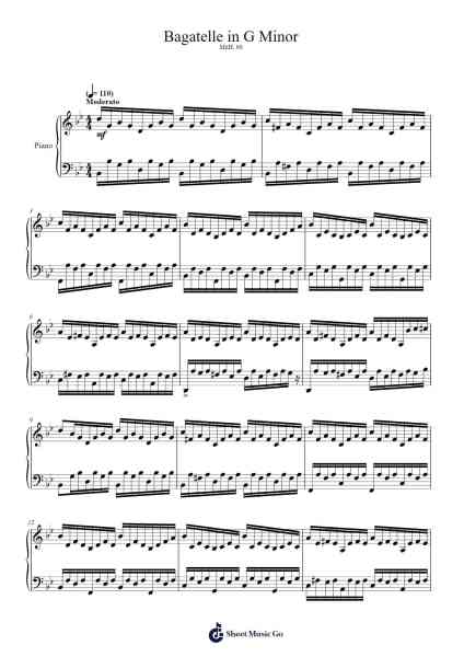 Bagatelle in G Minor, WoO 61a Sheet Music by Hector Marquez-Arr.Calthel Chafra