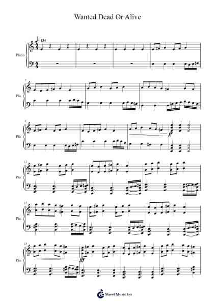 Wanted Dead Or Alive Sheet Music by Sonya Belousova-Arr.Chloemen O'Cazie