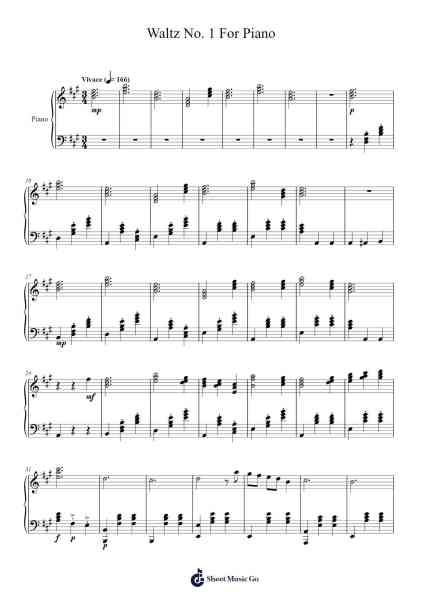 Waltz No. 1 For Piano Sheet Music by Ewerton Santos-Arr.Jansean