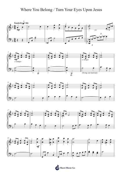 Where You Belong / Turn Your Eyes Upon Jesus Sheet Music by Newsboys-Arr.Virbell