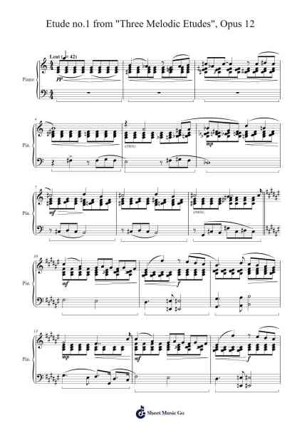 Etude No. 1 from "Three Melodic Etudes", Opus 12 Sheet Music by jorondeau2-Arr.Bardthea Faylotte