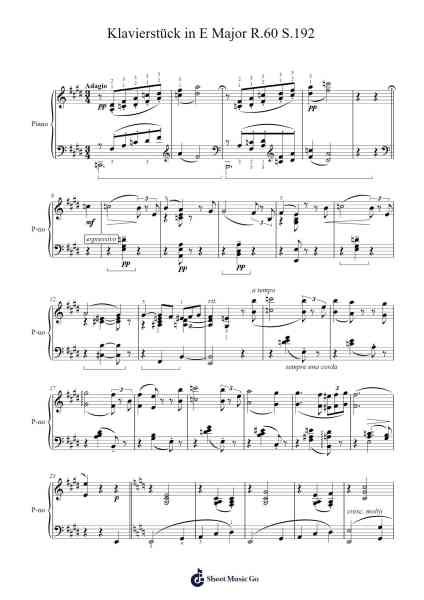 Klavierstück in E Major, S.192, R.60 Sheet Music by Franz Liszt-Arr.Webbkay