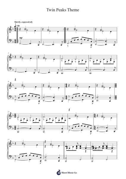 Twin Peaks Theme Sheet Music by Angelo Badalamenti-Arr.Bulwatt Beergrant