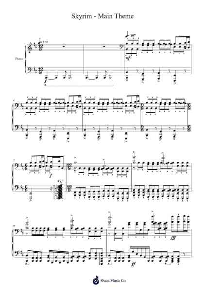 Skyrim - Main Theme Sheet Music by Misc Computer Games-Arr.Tedget Milrol