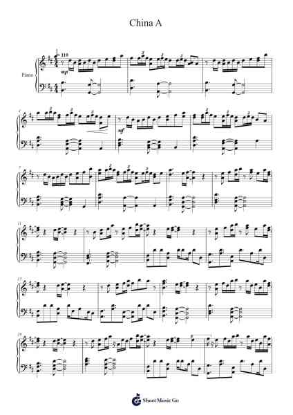 China A Sheet Music by 徐夢圓-Arr.Dilmos
