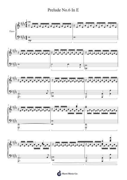 Prelude No.6 In E Sheet Music by N@ mu$1c nO L1F3-Arr.Joejosh Demptout