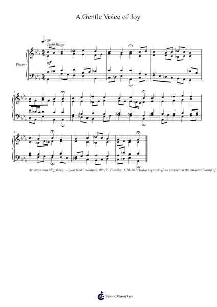 A Gentle Voice of Joy Sheet Music by Toursbur-Arr.Paydice