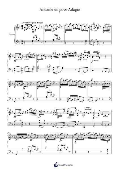 Piano Sonata No. 7 in C Major, K. 284b: II. Andante un poco Adagio Sheet Music by Wolfgang Amadeus Mozart-Arr.Fastsmith Sainsrel