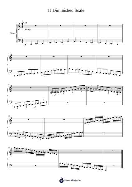 11 Diminished Scale Sheet Music by -Arr.Fmar Geearl