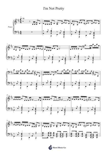 I'm Not Pretty Sheet Music by Jessia-Arr.Hootus