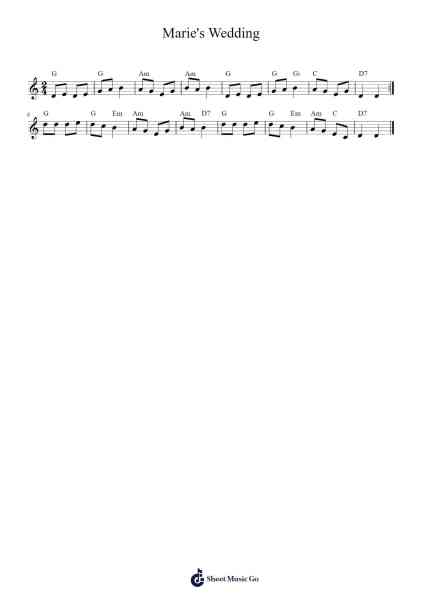 Marie's Wedding Sheet Music by Unknown author-Arr.Gunvi Canlin