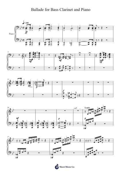 Ballade for Bass Clarinet and Piano Sheet Music by Eugène Bozza-Arr.Georfoe