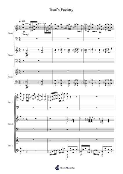 Toad's Factory Sheet Music by Ryo Nagamatsu-Arr.Nellriam Cantave