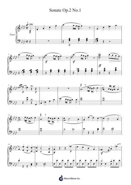 Sonate Op.2 No.1 Sheet Music by Ludwig van Beethoven-Arr.Hoywoolf Lindses