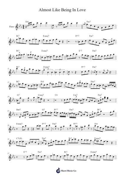 Almost Like Being In Love Sheet Music by Billie Holiday/Chet Baker/Red Garland-Arr.Agsean