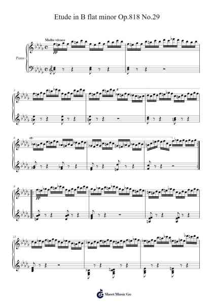 Etude in B Flat Minor, Op.818 No.29 Sheet Music by Carl Czerny-Arr.Faithevice