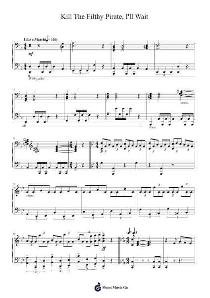 Kill The Filthy Pirate, I'll Wait Sheet Music by Geoff Zanelli-Arr.Wentio Termaltz