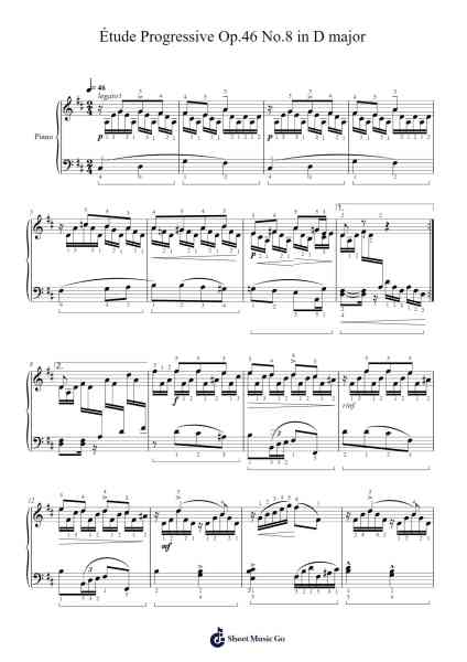 Étude Progressive Op.46 No.8 in D Major Sheet Music by Stephen Heller-Arr.Dwightlind