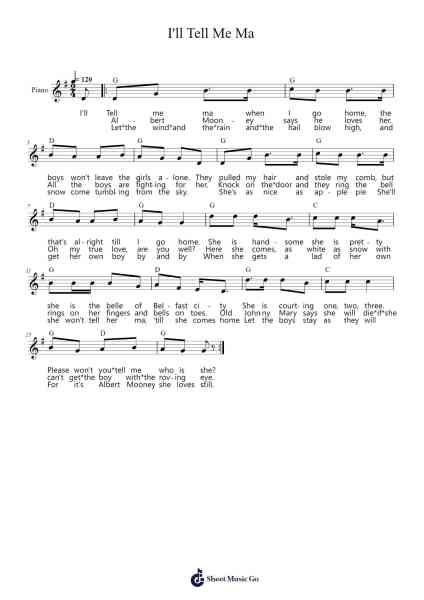 I'll Tell Me Ma Sheet Music by Misc tunes-Arr.Noahsweet