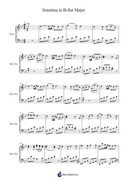 Sonatina in B-flat Major Sheet Music by Jacob Schmitt-Arr.Evejob
