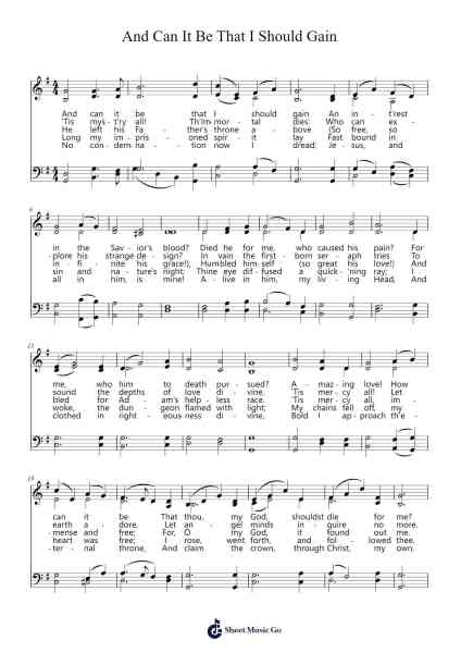 And Can It Be That I Should Gain Sheet Music by SAGINA L.M.D.-Arr.Belllas Priestsopp